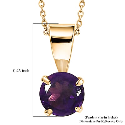 African Amethyst, Black Spinel and White Topaz 1.70 ctw 3pcs Set Pendant in 14K YG Over Sterling Silver with Stainless Steel Necklace (20 Inches)