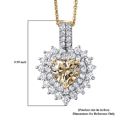Certified & Appraised D'Joy Premium Turkizite and Moissanite 2.20 ctw Heart Pendant Necklace in 18K Vermeil YG Over Sterling Silver (20 Inches)