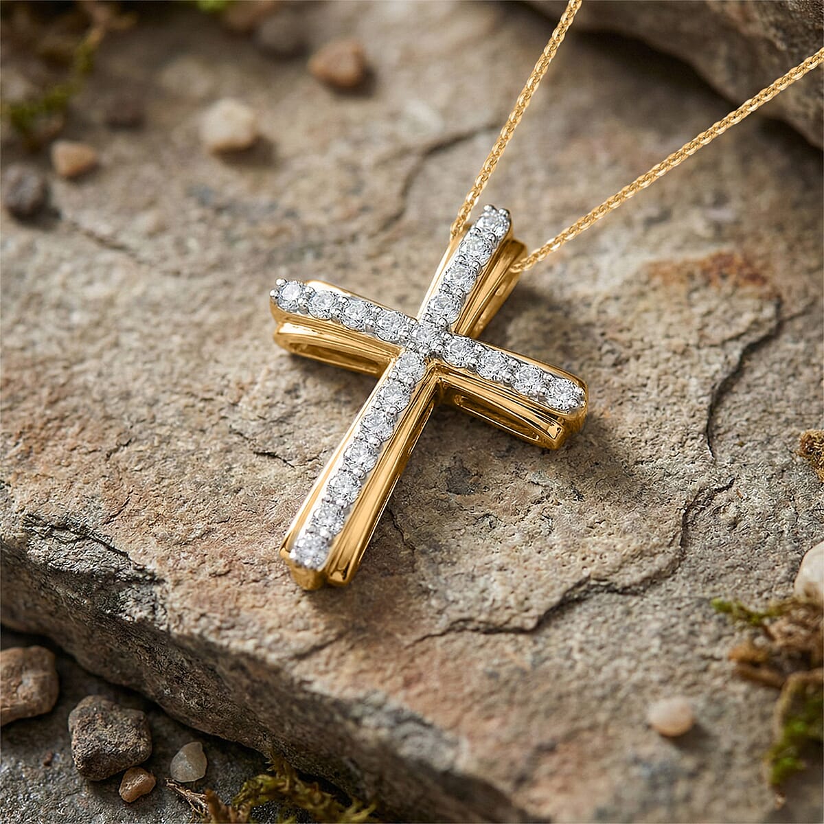 Luxuriant Lab Grown Diamond G-H SI 0.50 ctw Pendant Necklace in Vermeil Yellow Gold Over Sterling Silver 20 Inches (Del. in 12-15 Days)  image number 1