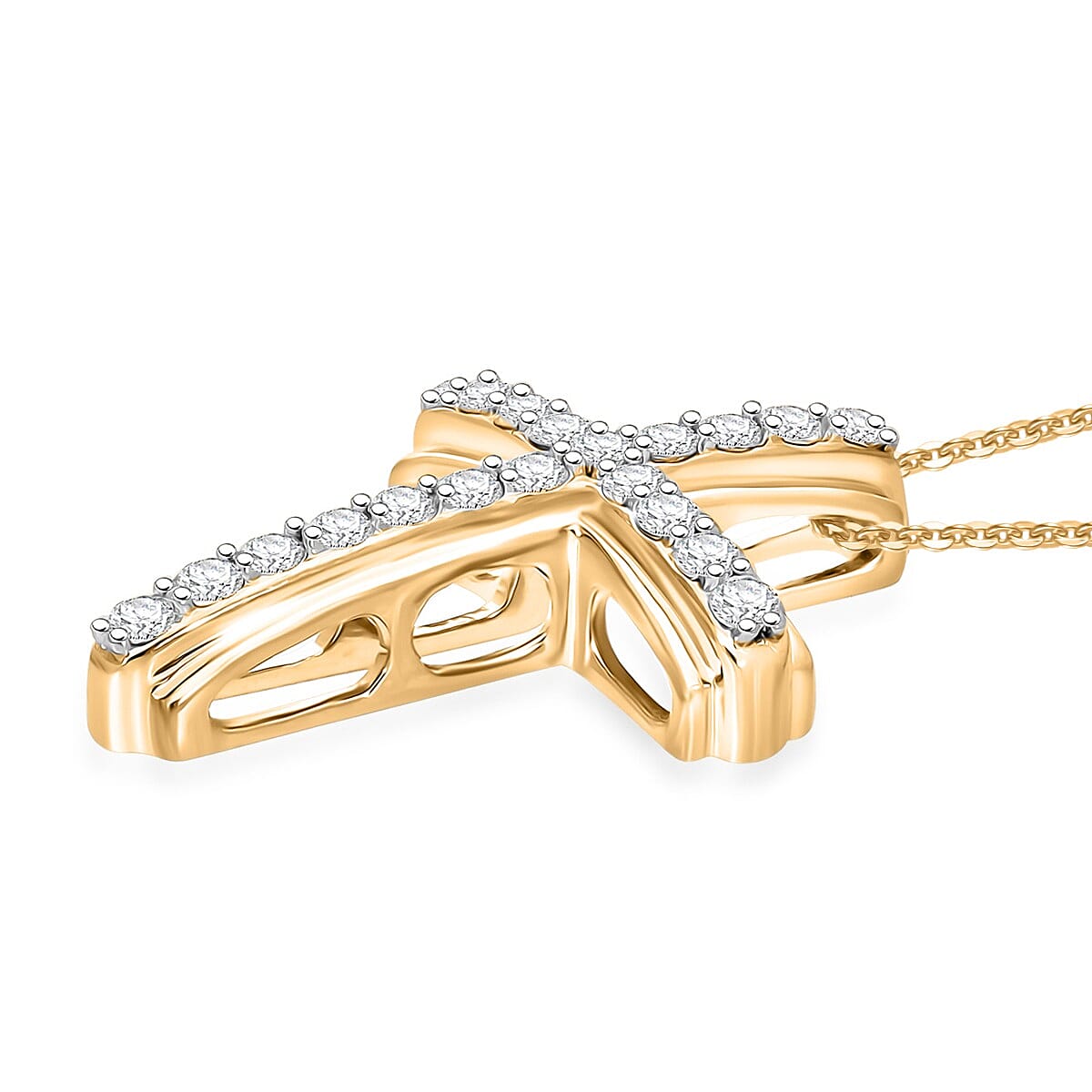 Luxuriant Lab Grown Diamond G-H SI 0.50 ctw Pendant Necklace in Vermeil Yellow Gold Over Sterling Silver 20 Inches (Del. in 12-15 Days)  image number 2