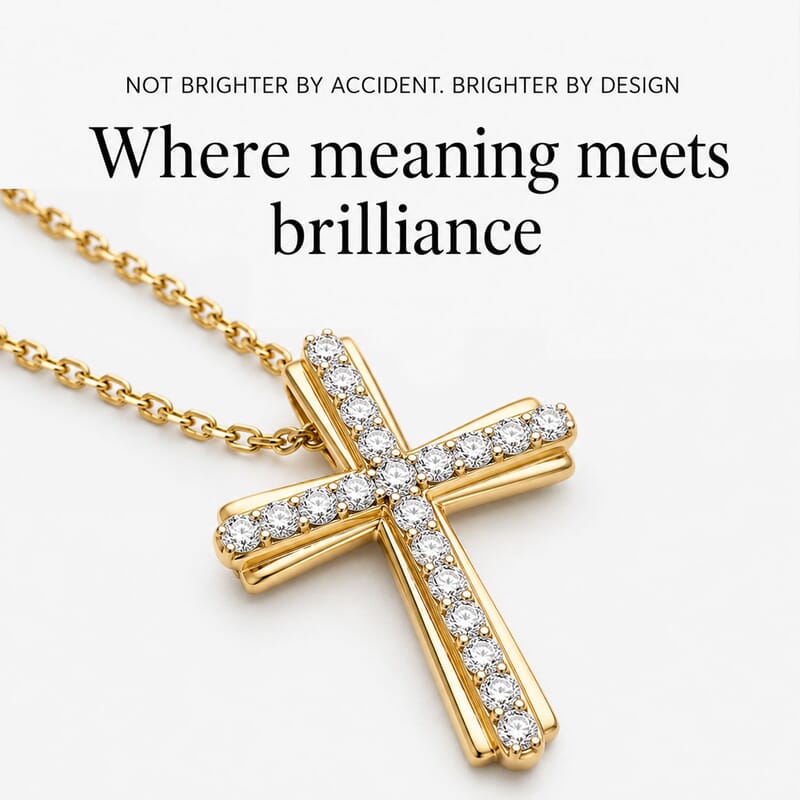 Doorbuster Luxuriant Lab Grown Diamond G-H SI 0.50 ctw Timeless Cross Pendant Necklace in Vermeil Yellow Gold Over Sterling Silver 18-20 Inches