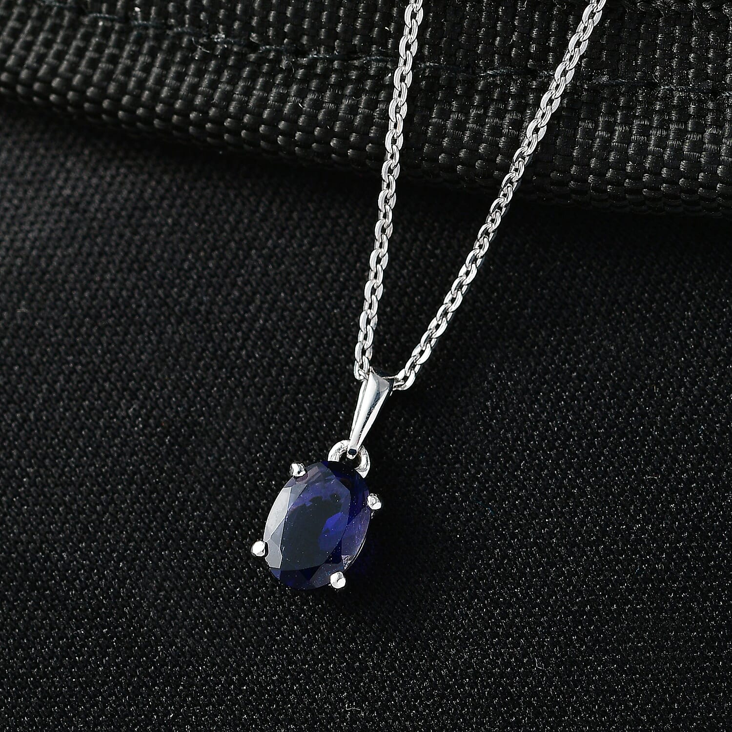 D'Joy Premium Catalina Iolite 0.60 ctw Solitaire Pendant Necklace in Platinum Over Sterling Silver 20 Inches