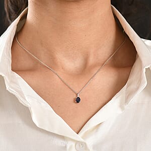 D'Joy Premium Catalina Iolite 0.60 ctw Solitaire Pendant Necklace in Platinum Over Sterling Silver 20 Inches 