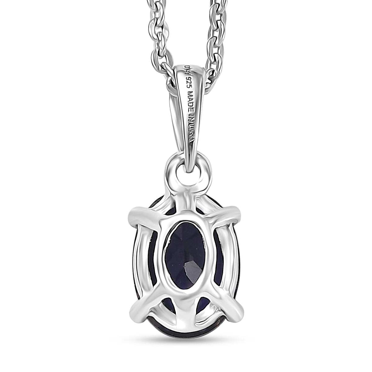 D'Joy Premium Catalina Iolite 0.60 ctw Solitaire Pendant Necklace in Platinum Over Sterling Silver 20 Inches