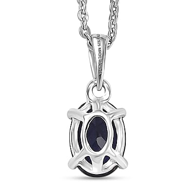 D'Joy Premium Catalina Iolite 0.60 ctw Solitaire Pendant Necklace in Platinum Over Sterling Silver 20 Inches