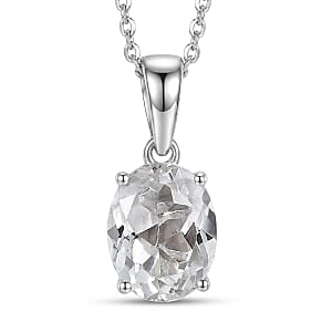 D'Joy White Topaz Pendant Necklace (20 Inches) in Rhodium Over Sterling Silver 3.50 ctw