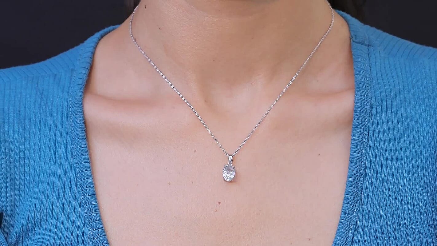 D'Joy White Topaz Pendant Necklace (20 Inches) in Rhodium Over Sterling Silver 3.50 ctw