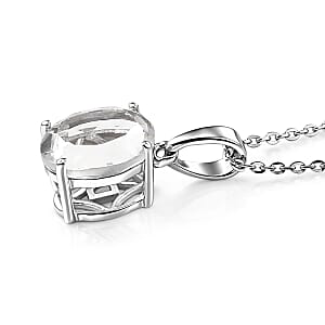 D'Joy White Topaz Pendant Necklace (20 Inches) in Rhodium Over Sterling Silver 3.50 ctw
