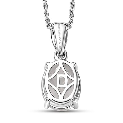 D'Joy White Topaz 2.50 ctw Classic Lumina Pendant Necklace in Rhodium Over Sterling Silver 20 Inches