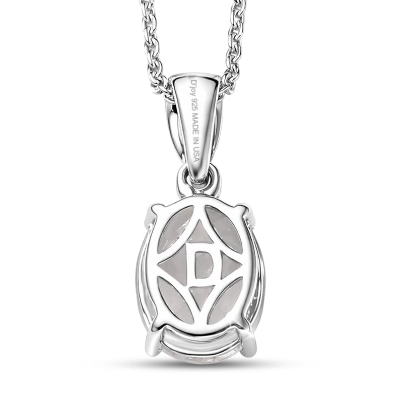 D'Joy White Topaz 2.50 ctw Classic Lumina Pendant Necklace in Rhodium Over Sterling Silver 20 Inches