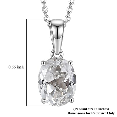 D'Joy White Topaz 2.50 ctw Classic Lumina Pendant Necklace in Rhodium Over Sterling Silver 20 Inches