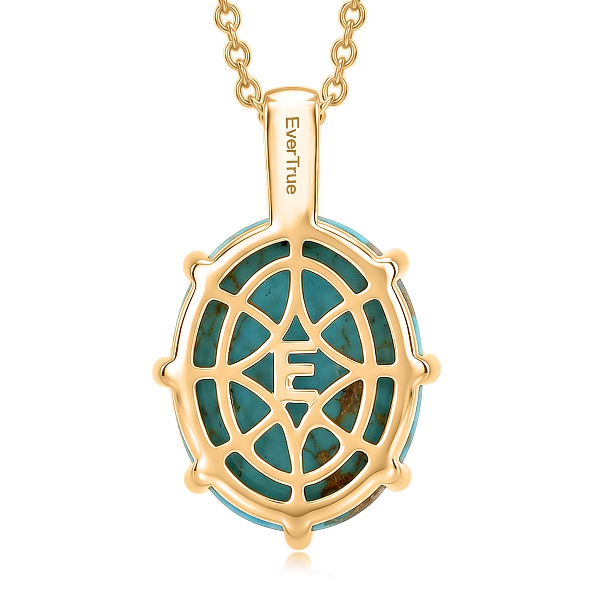 EverTrue Mojave Blue Turquoise 14.00 ctw Pendant in 18K YG Plated with ION Plated YG Stainless Steel Necklace (20 Inches) image number 4