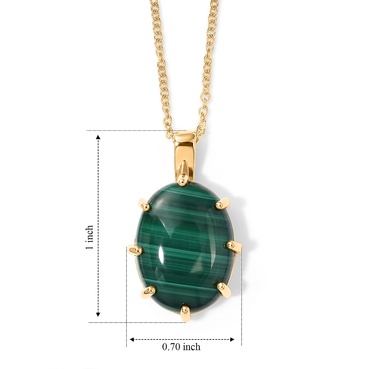 EverTrue African Malachite 21.75 ctw Pendant in 18K YG Plated with ION Plated YG Stainless Steel Necklace (20 Inches) image number 4