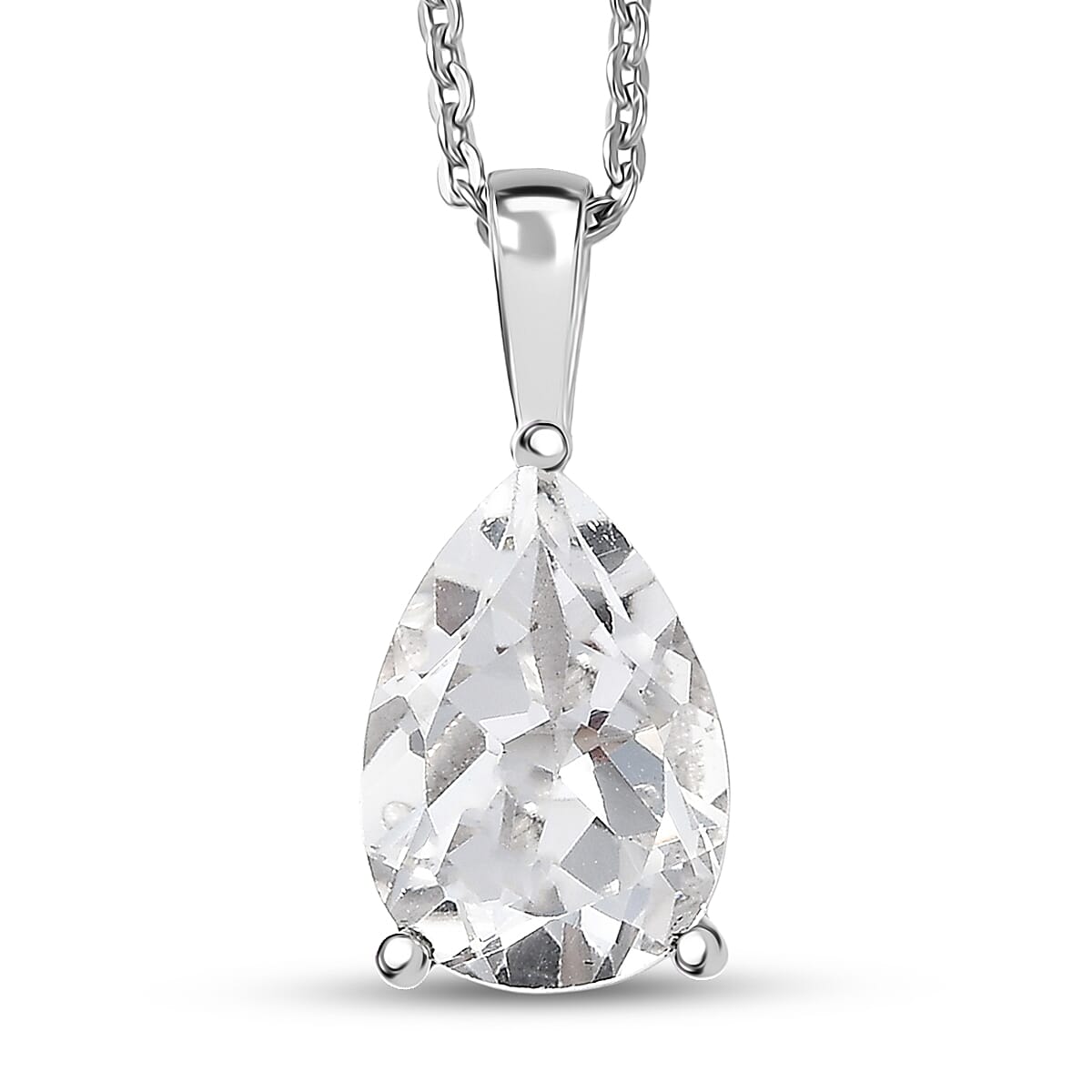 D'Joy White Topaz Pendant Necklace (20 Inches) in Rhodium Over Sterling Silver 3.50 ctw