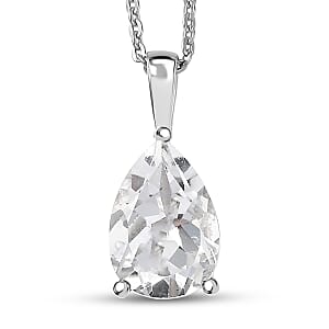 D'Joy White Topaz 2.75 ctw Prism Pendant Necklace in Rhodium Over Sterling Silver 20 Inches 