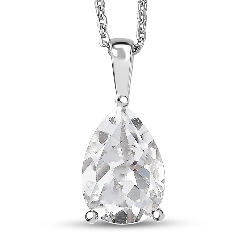 D'Joy White Topaz 2.75 ctw Prism Pendant Necklace in Rhodium Over Sterling Silver 20 Inches