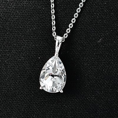 D'Joy White Topaz 2.75 ctw Prism Pendant Necklace in Rhodium Over Sterling Silver 20 Inches