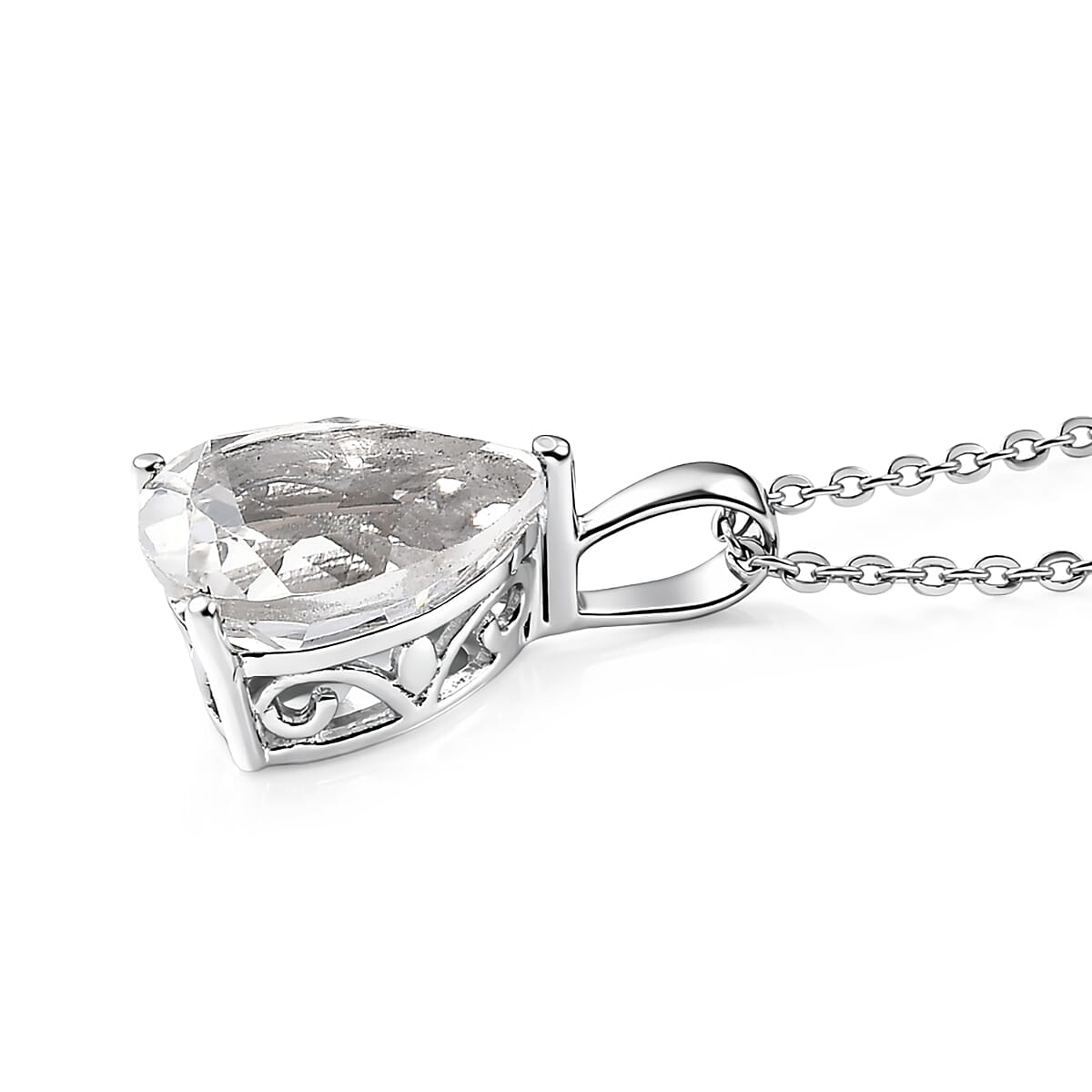 D'Joy White Topaz 2.75 ctw Prism Pendant Necklace in Rhodium Over Sterling Silver 20 Inches  image number 3