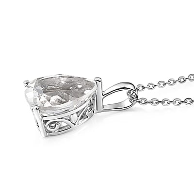 D'Joy White Topaz 2.75 ctw Prism Pendant Necklace in Rhodium Over Sterling Silver 20 Inches