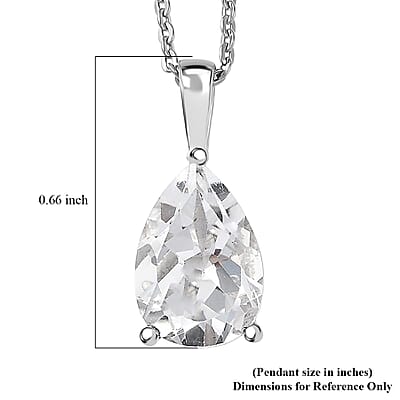 D'Joy White Topaz 2.75 ctw Prism Pendant Necklace in Rhodium Over Sterling Silver 20 Inches