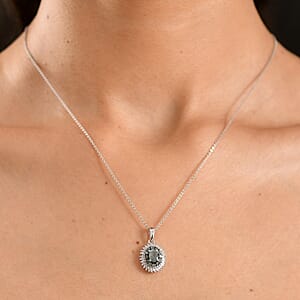 D'Joy Narsipatnam Alexandrite and Diamond 1.10 ctw Eclipse Empress Pendant Necklace in Rhodium Over Sterling Silver 20 Inches 