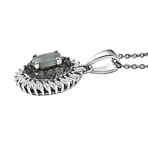 D'Joy Narsipatnam Alexandrite and Diamond 1.10 ctw Eclipse Empress Pendant Necklace in Rhodium Over Sterling Silver 20 Inches 