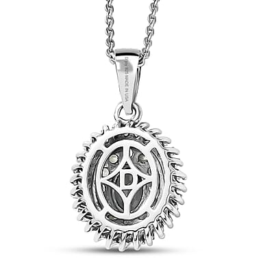D'Joy Narsipatnam Alexandrite and Diamond 1.10 ctw Eclipse Empress Pendant Necklace in Rhodium Over Sterling Silver 20 Inches