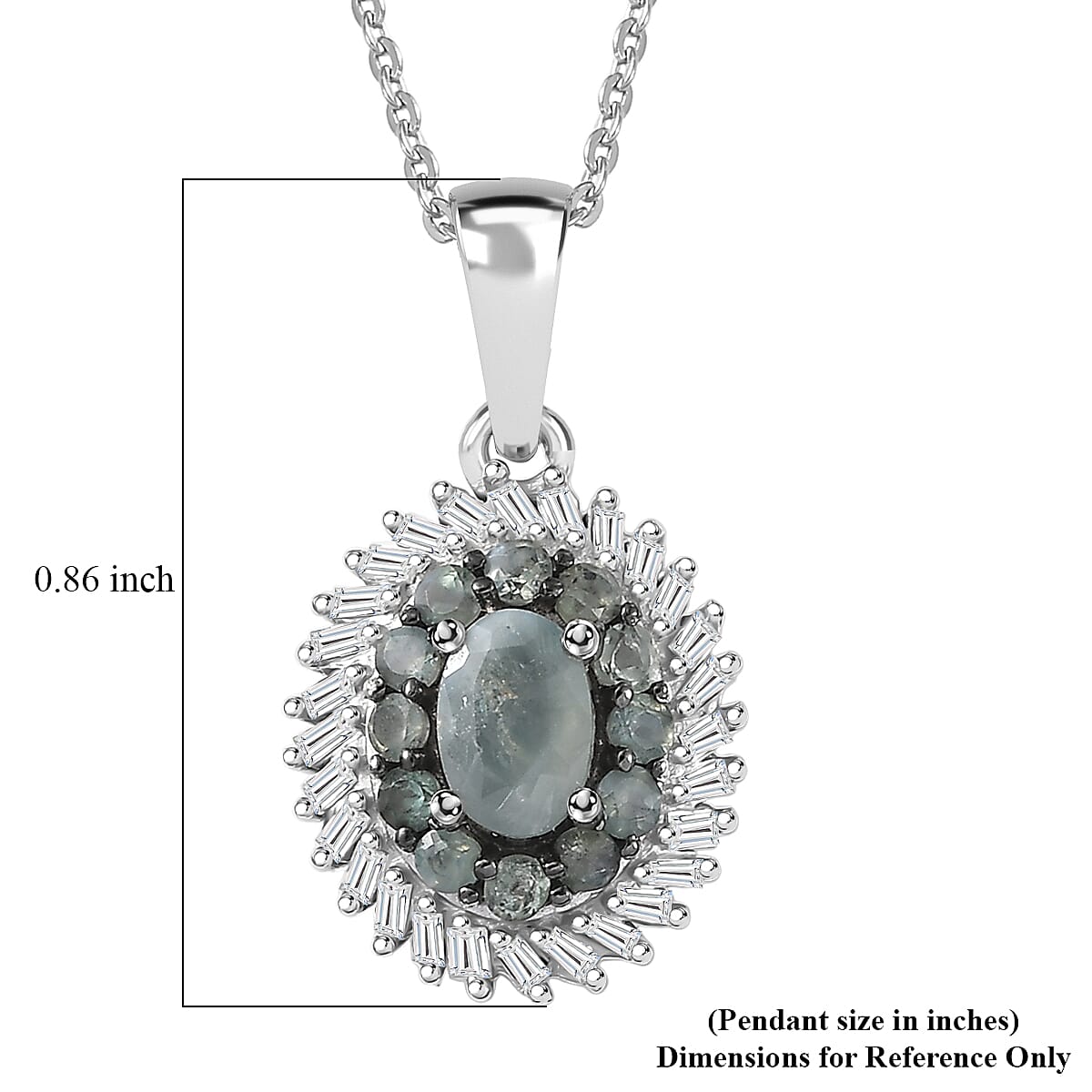 D'Joy Narsipatnam Alexandrite and Diamond 1.10 ctw Eclipse Empress Pendant Necklace in Rhodium Over Sterling Silver 20 Inches 