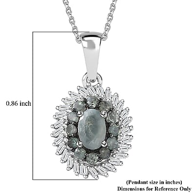 D'Joy Narsipatnam Alexandrite and Diamond 1.10 ctw Eclipse Empress Pendant Necklace in Rhodium Over Sterling Silver 20 Inches