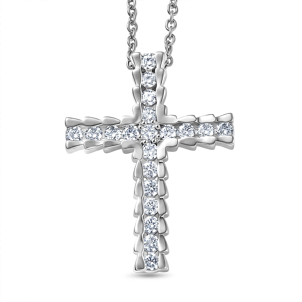 EverTrue Moissanite Pendant in Platinum Bond with Stainless Steel Necklace (20 Inches) 0.80 ctw