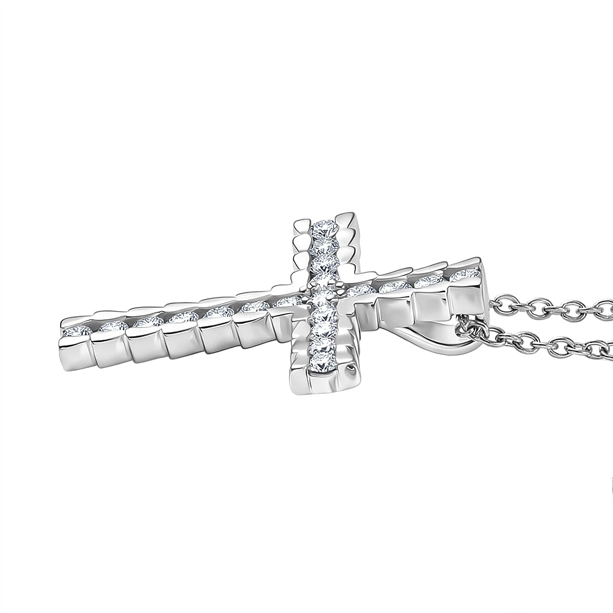 EverTrue Moissanite 0.80 ctw Pendant in Platinum Bond with Stainless Steel Necklace 20 Inches image number 3