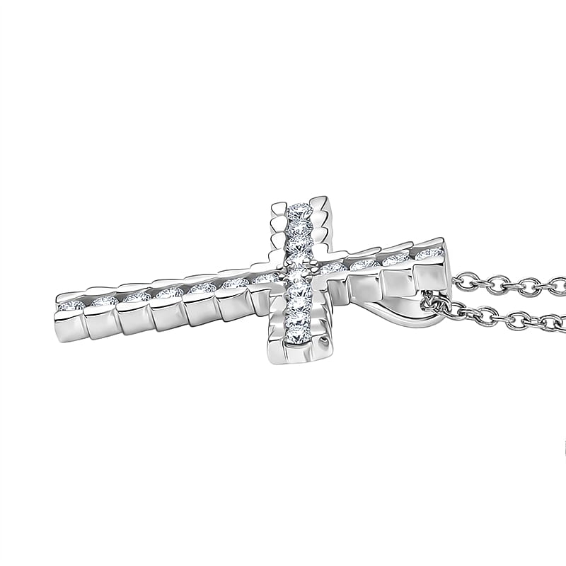 EverTrue Moissanite 0.80 ctw Light of Grace Pendant in Platinum Bond with Stainless Steel Necklace 20 Inches