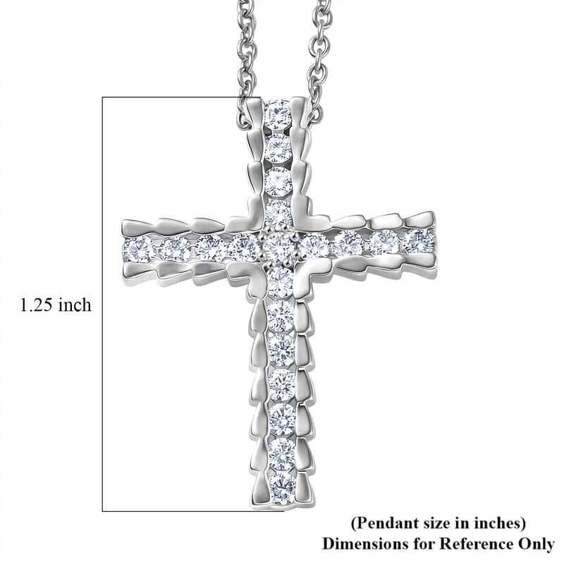 EverTrue Moissanite 0.80 ctw Light of Grace Pendant in Platinum Bond with Stainless Steel Necklace 20 Inches