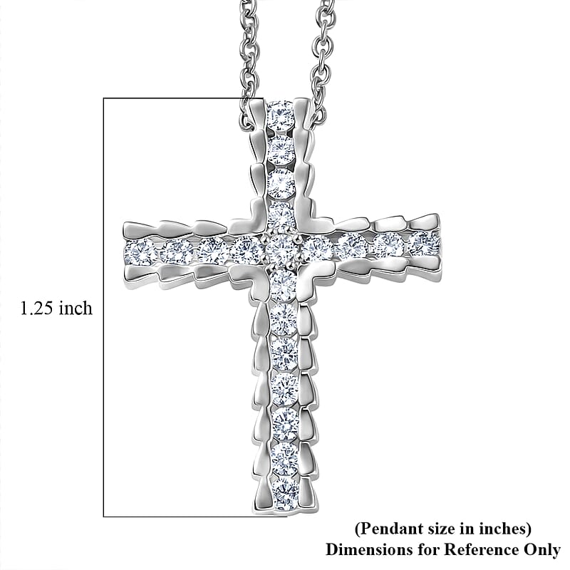 EverTrue Moissanite 0.80 ctw Light of Grace Pendant in Platinum Bond with Stainless Steel Necklace 20 Inches