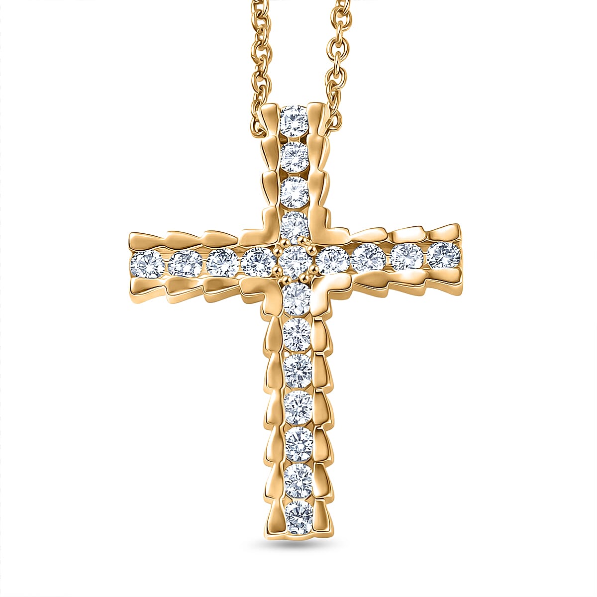 EverTrue Moissanite 0.80 ctw Light of Grace Pendant in 18K YG Plated with ION Plated YG Stainless Steel Necklace 20 Inches