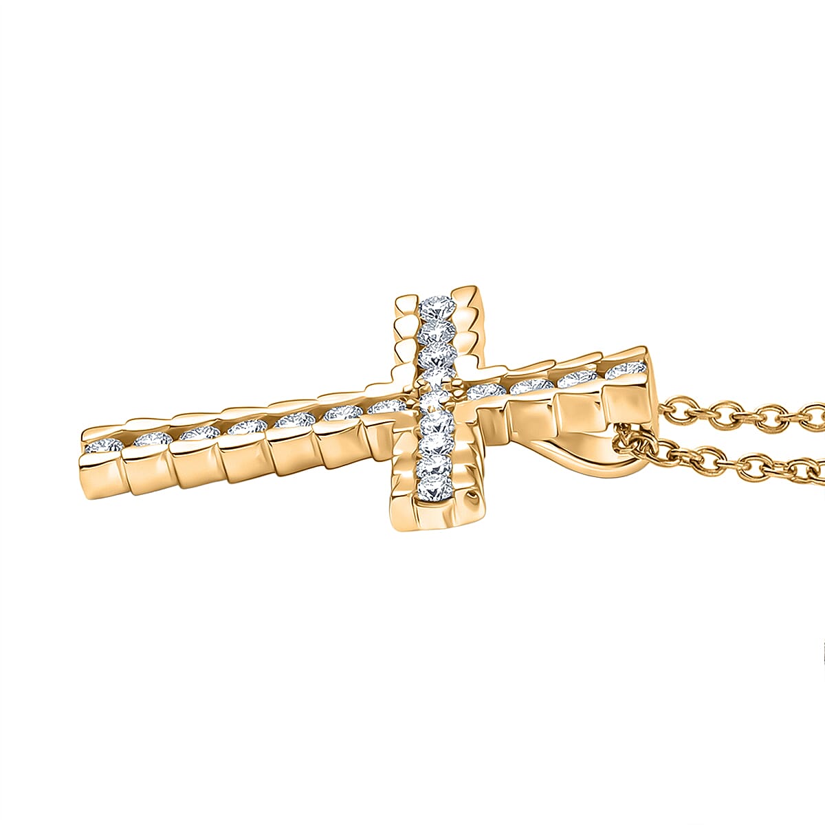 EverTrue Moissanite 0.80 ctw Light of Grace Pendant in 18K YG Plated with ION Plated YG Stainless Steel Necklace 20 Inches image number 3