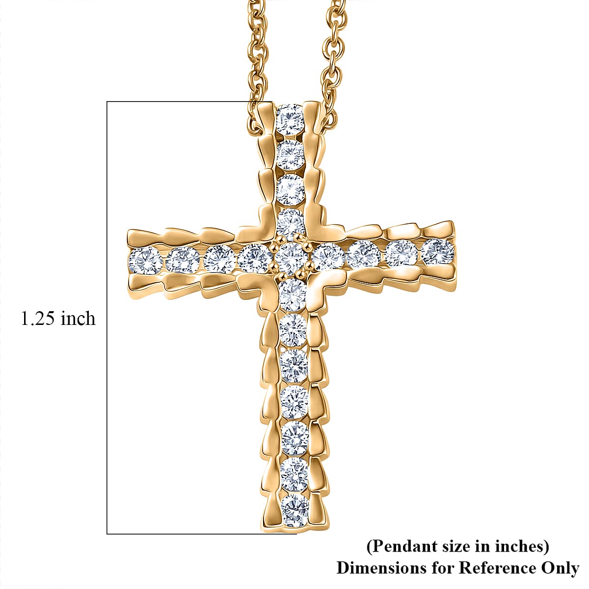EverTrue Moissanite 0.80 ctw Light of Grace Pendant in 18K YG Plated with ION Plated YG Stainless Steel Necklace 20 Inches