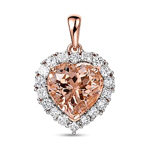 Certified & Appraised AAA Marropino Morganite and Luxuriant Lab Grown Diamond G-H SI 4.85 ctw Pendant Necklace in 10K Rose Gold 20 Inches