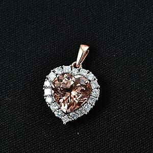 Certified & Appraised AAA Marropino Morganite and Luxuriant Lab Grown Diamond G-H SI 4.85 ctw Pendant Necklace in 10K Rose Gold 20 Inches