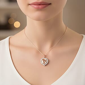 Certified & Appraised AAA Marropino Morganite and Luxuriant Lab Grown Diamond G-H SI 4.85 ctw Pendant Necklace in 10K Rose Gold 20 Inches