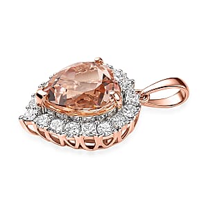 Certified & Appraised AAA Marropino Morganite and Luxuriant Lab Grown Diamond G-H SI 4.85 ctw Pendant Necklace in 10K Rose Gold 20 Inches