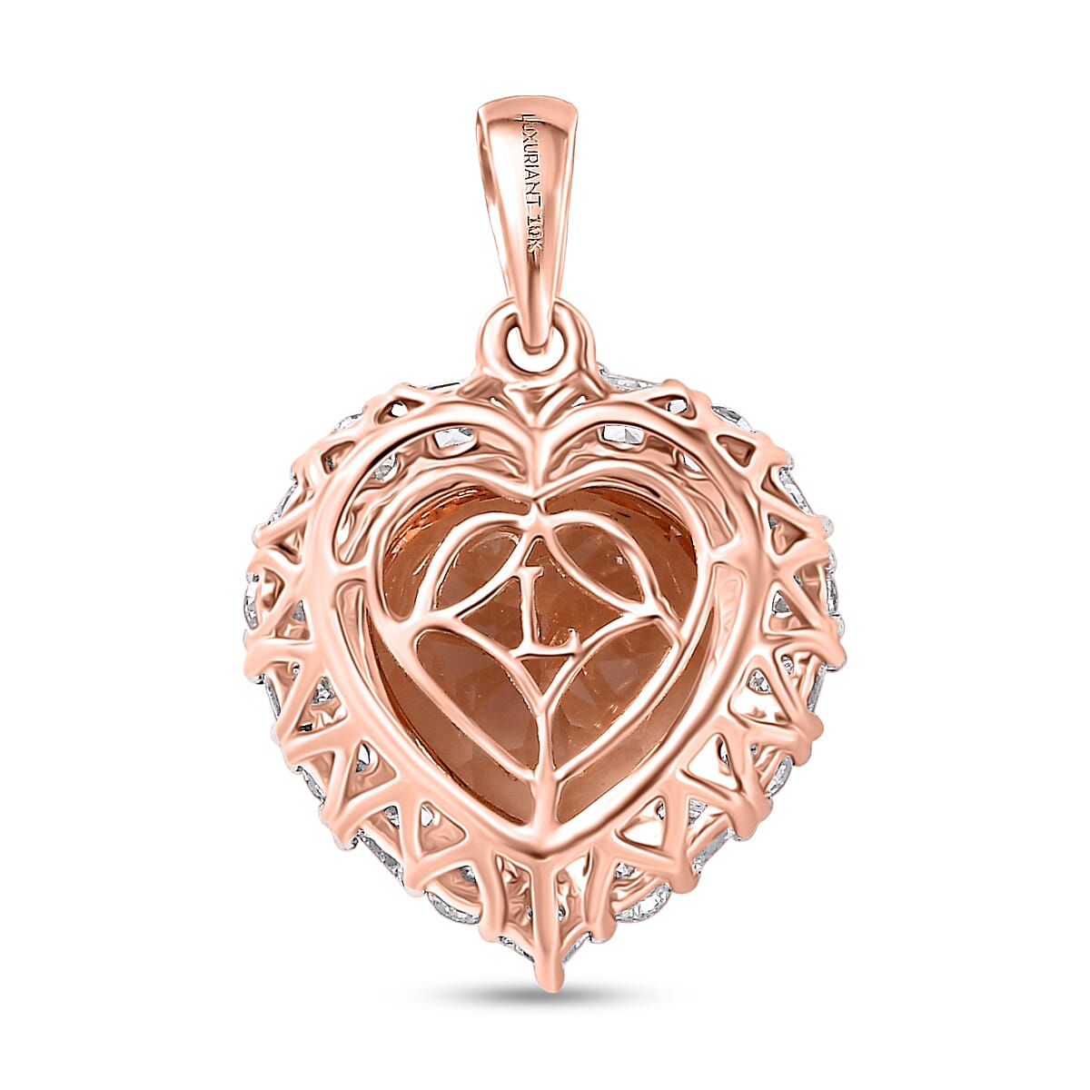 Certified & Appraised AAA Marropino Morganite and Luxuriant Lab Grown Diamond G-H SI 4.85 ctw Pendant Necklace in 10K Rose Gold 20 Inches image number 2