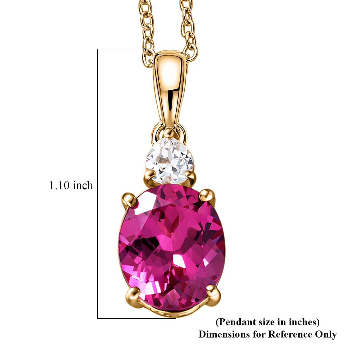 EverTrue Lab Created Pink and White Sapphire 7.00 ctw Crown Pendant in 18K YG Plated with ION Plated YG Stainless Steel Necklace (20 Inches)
