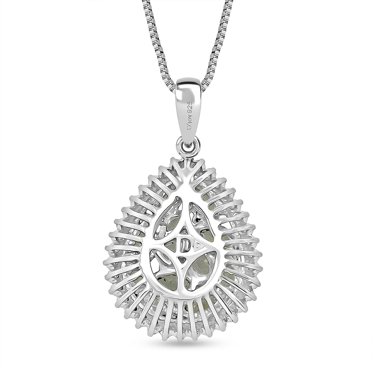 D'Joy Premium Green Sapphire and Moissanite 3.00 ctw Secret Garden Bloom Pendant Necklace in Rhodium Over Sterling Silver (20 Inches) image number 4