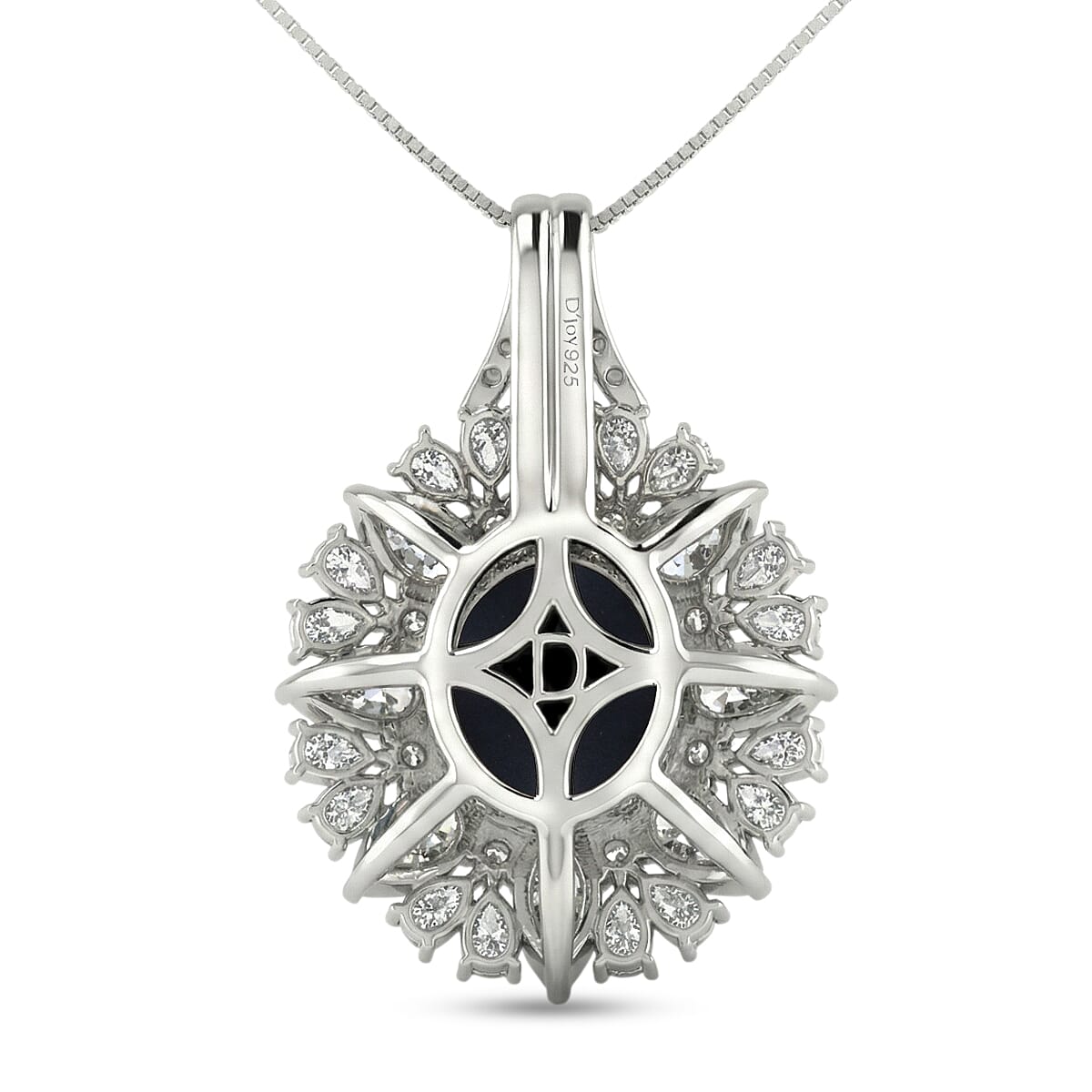 D'Joy Blue Star Sapphire (DF) and Multi Gemstone 10.20 ctw Royal Star Bloom Pendant Necklace in Rhodium Over Sterling Silver 20 Inches