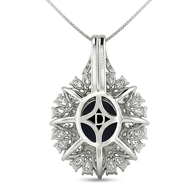 D'Joy Blue Star Sapphire (DF) and Multi Gemstone 10.20 ctw Royal Star Bloom Pendant Necklace in Rhodium Over Sterling Silver 20 Inches