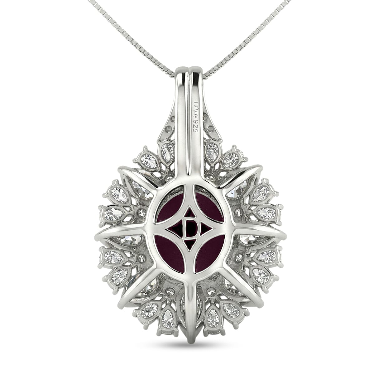 D'Joy Indian Star Ruby and Multi Gemstone 11.50 ctw Royal Star Bloom Pendant Necklace in Rhodium Over Sterling Silver 20 Inches image number 4
