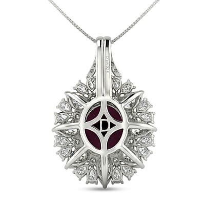 D'Joy Indian Star Ruby and Multi Gemstone 11.50 ctw Royal Star Bloom Pendant Necklace in Rhodium Over Sterling Silver 20 Inches