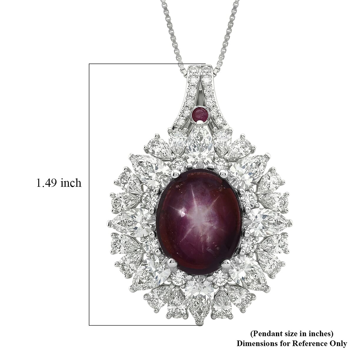 D'Joy Indian Star Ruby and Multi Gemstone 11.50 ctw Royal Star Bloom Pendant Necklace in Rhodium Over Sterling Silver 20 Inches image number 5