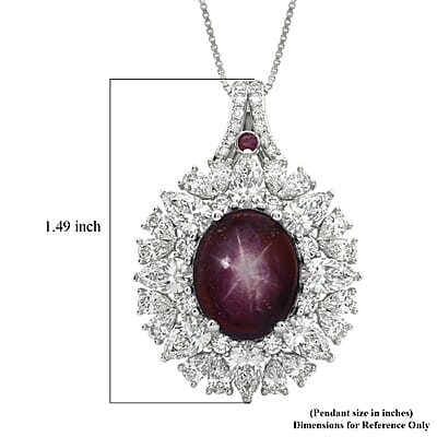 D'Joy Indian Star Ruby and Multi Gemstone 11.50 ctw Royal Star Bloom Pendant Necklace in Rhodium Over Sterling Silver 20 Inches